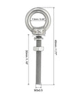 Detailed view of Heavy Duty Stainless Steel Eyebolts Set M3 x 30mm Threaded Eyebolts With 7.5mm Ring Diameter, nut and washer