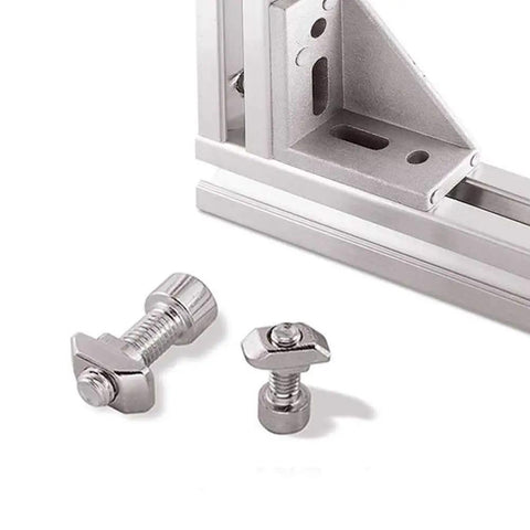 European Standard T Nut 45T M8 Threaded Sliding Nut For Aluminum Profiles shown with metal frame assembly