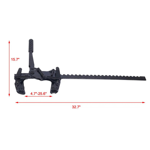 Heavy Duty Fence Stretcher And Wire Splicer Tool For Quick Tightening Of Barbed And Smooth Fences, black steel tool side view