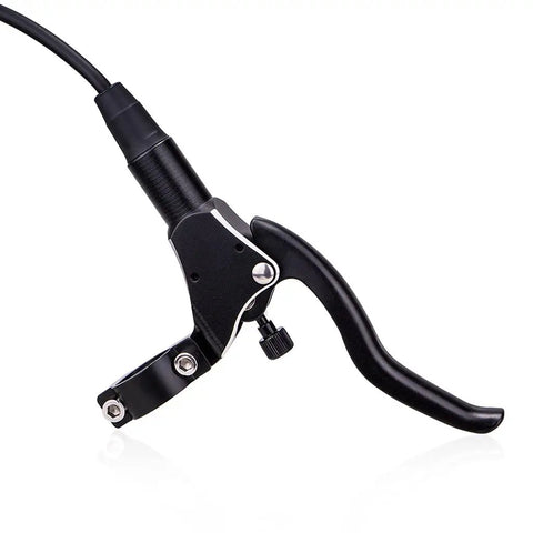 Upgrade Your Ride With This Premium Full Aluminum Alloy Hydraulic Disc Brake Kit featuring black brake lever with quick adjustment.