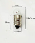 Image of an E10 miniature screw base bulb rated at 4.5 volts, dimensions 24x11mm, ideal for flashlights.