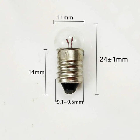 Image of an E10 miniature screw base bulb rated at 4.5 volts, dimensions 24x11mm, ideal for flashlights.