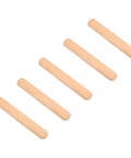 Beefy Beech Wood Dowel Pins 6mm Round Fluted Dowels, 100 Pack for Strong Wood Joints, Chamfered Ends for Easy Insertion, five pins displayed