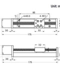 Technical drawing of Compact Mini Linear Rail Guide Kit With Lead Screw T6x1 And Nema 11 Stepper Motor