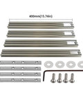 Pro Grade Woodworking Rail System Kit With Aluminum Guide Rail Track 500mm For Smooth Movement In Engraving Trimming And Milling Tasks Includes Slides Screws And Adjustable Guide For Precise Easy Tool Navigation, 400mm aluminum rail kit with slides, screws and wrench