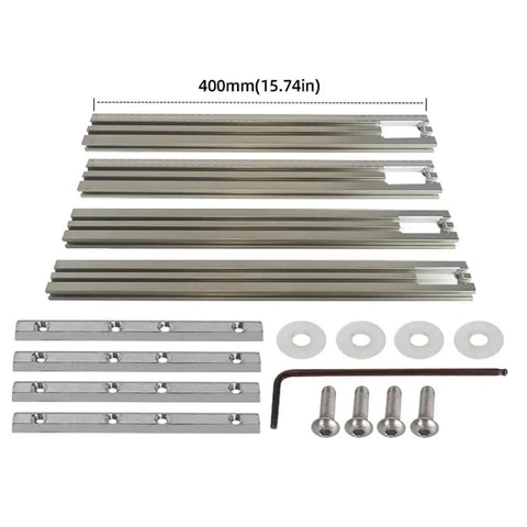 Pro Grade Woodworking Rail System Kit With Aluminum Guide Rail Track 500mm For Smooth Movement In Engraving Trimming And Milling Tasks Includes Slides Screws And Adjustable Guide For Precise Easy Tool Navigation, 400mm aluminum rail kit with slides, screws and wrench