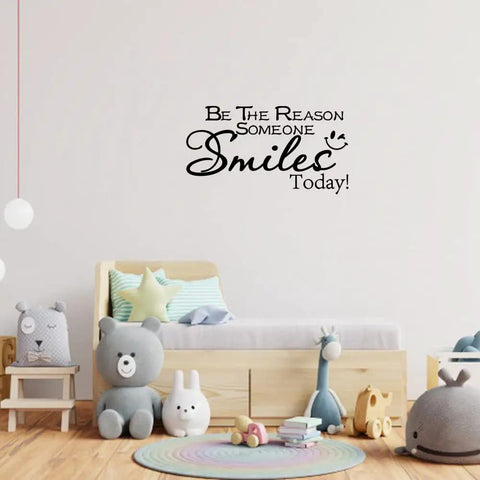 Motivational Wall Sticker Quotes Be The Reason Someone Smiles Today Removable Vinyl Wall Art Decal 22x11.8 inches in bedroom