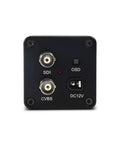 Back panel of 3G HD SDI CCTV Camera With 3.2mm No Distortion Lens showing SDI, CVBS outputs, OSD menu, and DC12V port.