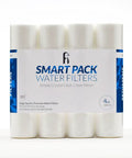 Straight Up NSF Certified 1 Micron Sediment Water Filter For RO DI Whole House And Ice Machine Universal 2 Point 5 By 10 Inch Cartridge 4 Pack Heavy Duty Polypro No Sweat Clean Flow, white filter cartridges in a pack.