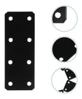 12 Piece Thickened Flat Iron Brackets Black Heavy Duty Corner Braces for wood frame repair shown with hole detail and edges.