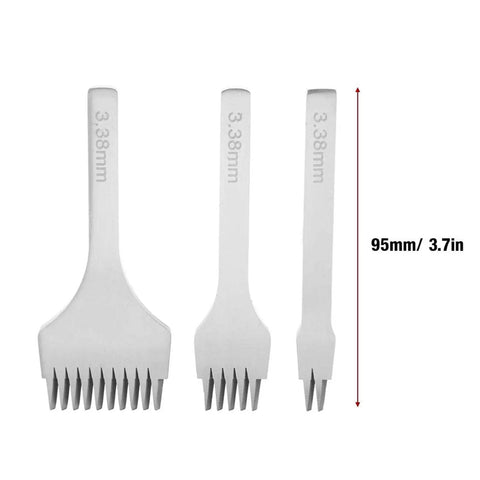 White Steel Prong Leather Punch Set For Crafting Includes 2, 5, And 10 Sizes With 3.38mm Spacing Rust Resistant Ergonomic Handles