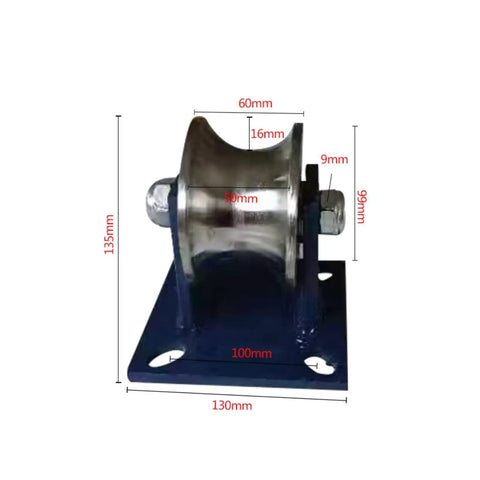 Heavy Duty Sliding Gate Track Wheels With Wide 50 Mm Groove And Precision Ball Bearings For Buttery Smooth Gliding Up To One Ton Load Capacity. Steel wheel with dimensions 135mm height and 130mm base.