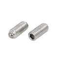 Top Shelf 304 Stainless Steel M4 X 10mm Ball Point Grub Set Screws With Hex Socket Drive, two screws, silver finish.