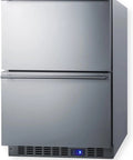 Top Shelf 24 Inch Two Drawer Freezer Stainless Steel Body Commercial NSF Certified Built In Or Freestanding Install side view.