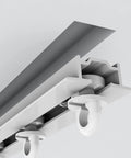 Hidden Ceiling Curtain Track System With Silent Rollers Custom Size White Ceiling Mounted Curtain Rod For Living Room Bedroom Shower Room Room Divider Use No Fuss Install Kit Included, white ceiling track close-up