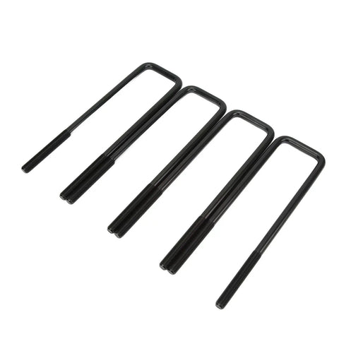 12 Inch Rear Axle U Bolts Kit For Dodge Ram 1500 Leaf Spring Suspension Flat Top Design Steel Black Powder Coated Replacement U Bolts For 1999 To 2010, black steel U bolts shown