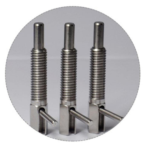 Built Tough Indexing Plunger With Lever Handle And Spring Loaded Pin Locking Mechanism for M6 and M8 bore options in steel.