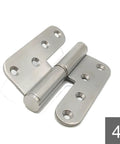 4 Inch Detachable L Shaped Cabinet Hinge with Rounded Corner Release in 304 Stainless Steel Left Hand for Wood and Fire Doors
