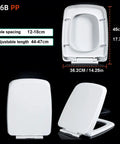 Top Shelf Soft Close Toilet Seat With Adjustable Top Mount Hinges Thick Reinforced Lid, 36.2cm, white, polyprop. bathroom fixture.