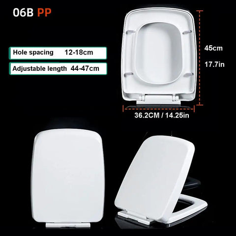 Top Shelf Soft Close Toilet Seat With Adjustable Top Mount Hinges Thick Reinforced Lid, 36.2cm, white, polyprop. bathroom fixture.