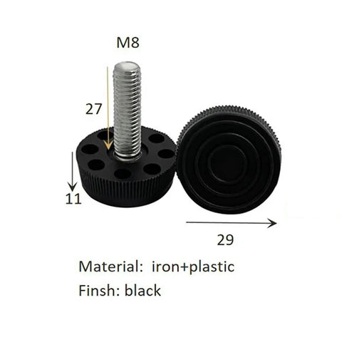 Heavy Duty Adjustable Leveling Feet For Tables, Chairs, And Sofas 8 Pack Iron And Plastic Construction M8 Threaded Feet