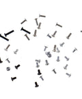Must Have Game Console Screw Repair Kit Full Replacement Set With Triwing Bits And Console Stand screws scattered on white background