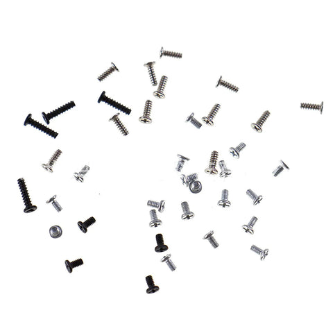 Must Have Game Console Screw Repair Kit Full Replacement Set With Triwing Bits And Console Stand screws scattered on white background