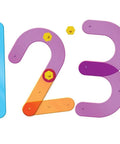 Number Construction Kit For Kids 3 Plus With 55 Pieces, Snap Together Color Coded Numbers 0 Through 9 showing 1, 2, 3 assembled