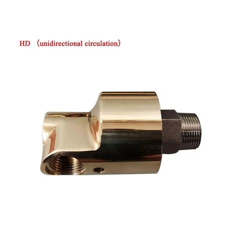 Temperature Rotary Union for Cooling Water, Brass High Speed Swivel Joint with Right Hand Thread HD15, Left And Right Port Connector for Heavy Duty Industrial Equipment, side view
