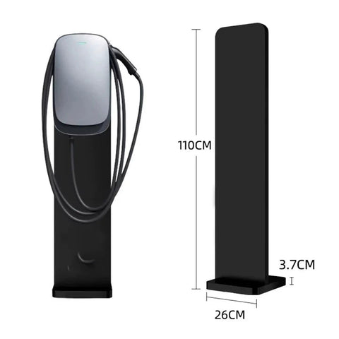 Rock Solid Universal EV Charger Mounting Post With Heavy Duty Freestanding Pole Stand Built Different From Galvanized Steel Wobble Free Setup side view with dimensions 110cm x 26cm x 3.7cm