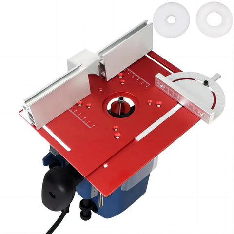 Premium Shop Ready Anodized Aluminum Router Table Insert Plate With Sliding Fence And Miter Gauge Guide for precision cuts.