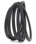 Solid Rubber Lawnmower Drive Belt For 48 Inch Decks, Durable Replacement Compatible With Husqvarna 48 Inch Deck Mowers And Craftsman AYP 48 Inch Decks, Fits Models 2348LS, 2748GLS, GTH 2448T, YTH 2448T, YTH 24K48, PBGT22, PB24 black drive belt coiled on white background