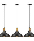 Industrial Farmhouse Pendant Light Three Pack With Oil Rubbed Black Finish, kitchen ceiling lamps, adjustable cords