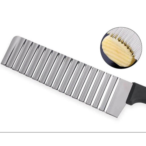 Fyigoto 2-piece stainless steel potato slicer set with crinkle blades and black handle