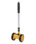 Ejoyous Measuring Wheel, Trundle Wheel in Meters 0-9999.9m Dual Rollers, yellow with adjustable telescopic rod and dual rollers.