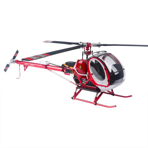 Ultra Realistic All Metal RC Helicopter With GPS And 2.4G Control 3 Blade 12CH Flybarless System H1 PRO in red on white background.