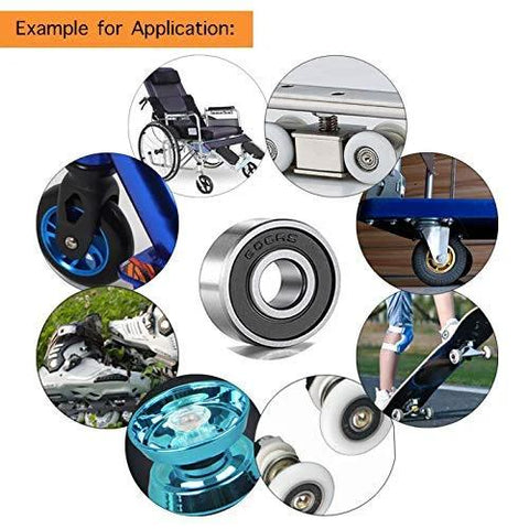 Twenty 608-2RS deep groove ball bearings, double rubber-sealed, 8x22x7 mm, for skateboard and inline scooter use