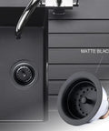 Three And A Half Inch Deep Cup Kitchen Sink Drain Assembly In Matte Black Finish, 304 Stainless Steel Build With Fixed Post Basket