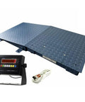 Hella Durable 24 By 24 Inch Digital Floor Scale Top Shelf Pallet Platform with Single Aluminum Ramp and display unit.