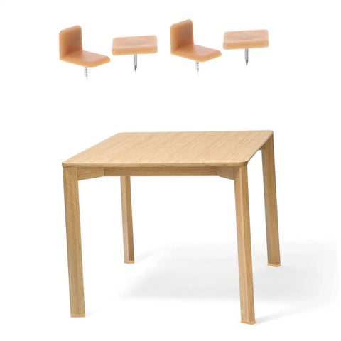 Slick Glide Furniture Slider Pads Two Hundred Pack For Hardwood Floors with wooden table and four protective glides above.