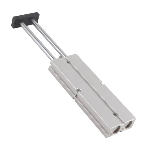Compact Double Acting Air Cylinder With 125 Millimeter Stroke, Rustproof Aluminum Alloy, High Strength Dual Rod Design.