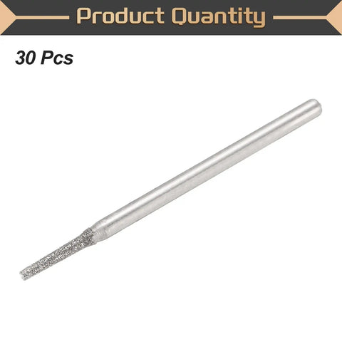 Diamond Hole Saw Drill Bits Set 30 Pieces 80 Grit With Cylindrical Head For Gemstone Glass Jade Emerald Carving Pro Grade Three Thirty Second Inch Shank 2.35mm Jewelry Making Craft
