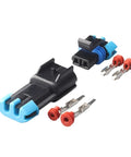 Top Notch 1 Set Of 2 Pin GM Weather Pack Kit With Male Female Waterproof Sensor Fan Connector Plug For Cars Perfect Lavender Fitment, black and blue