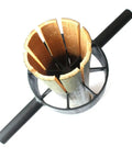 Heavy Duty Steel Bamboo Splitter For Eight Even Pieces, No Fuss To Use Bamboo Cutter, close-up of splitting action and steel handles