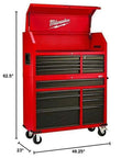 Heavy Duty 16 Drawer Tool Chest And Rolling Cabinet Set 46 Inch Red Black Workshop Storage with secure locks and solid steel construction.