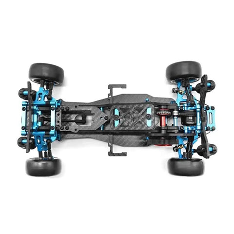 Top view of Rear Wheel Drive Drift Frame Kit For One-Tenth Scale Mini RC Cars With Upgraded DIY Drifting Frame And Ultra Wide Angle Steering