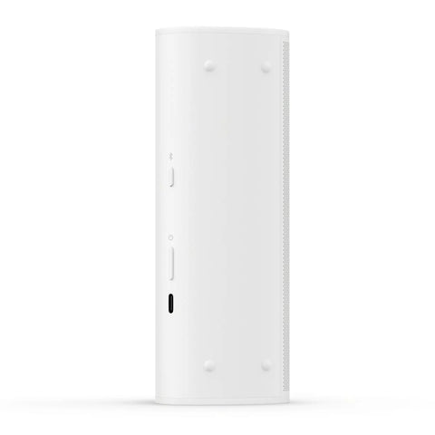 Side view of Roam 2 White Portable Waterproof Bluetooth Speaker With Crisp Clarity And Deep Bass, IP67 Durability