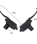 Left And Right 1 Inch 25mm Hydraulic Brake And Clutch Master Cylinder Handlebar Set For Motorcycles Ride Ready Fits Shadow Goldwing Magna VTX Suzuki Yamaha Road Star V Star Kawasaki with black finish and lever measurements.