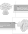 White Ceramic Rose Flower Cabinet Pull Handles With Screws, 8 Pack, showcasing elegant rose design.