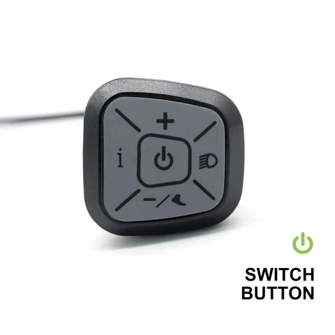 Close-up of control switch for Bezel-Less VA Color LCD Waterproof Bike Display For 36V 48V 52V E-Bikes with USB 5-Pin Meter.